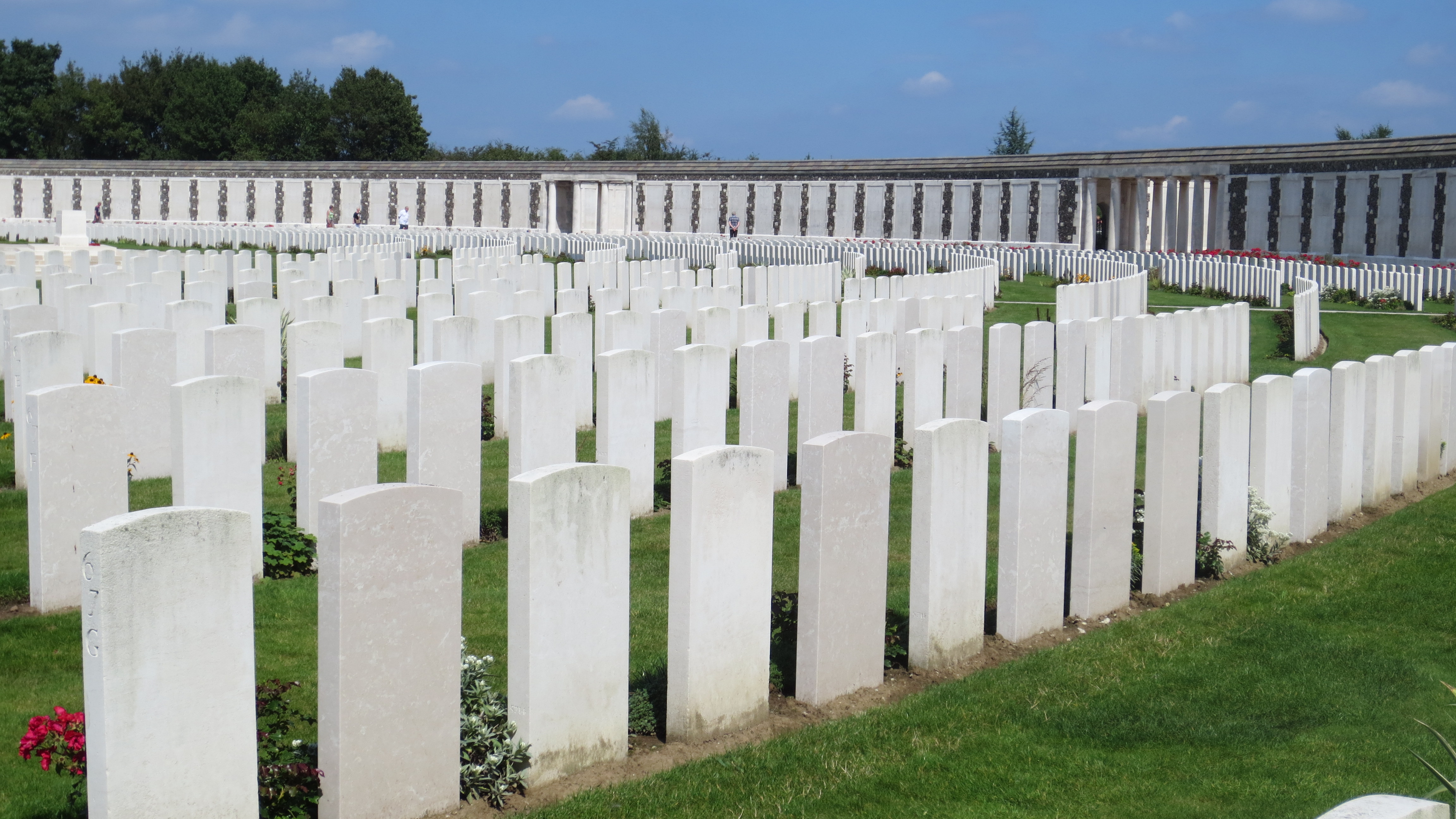 Tyne Cot Cemetary; the wall at the back contains the names of those that did not fit onto the Menin Gate Memorial